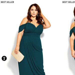 City Chic Entwine Maxi Dress - Emerald 18 NWT